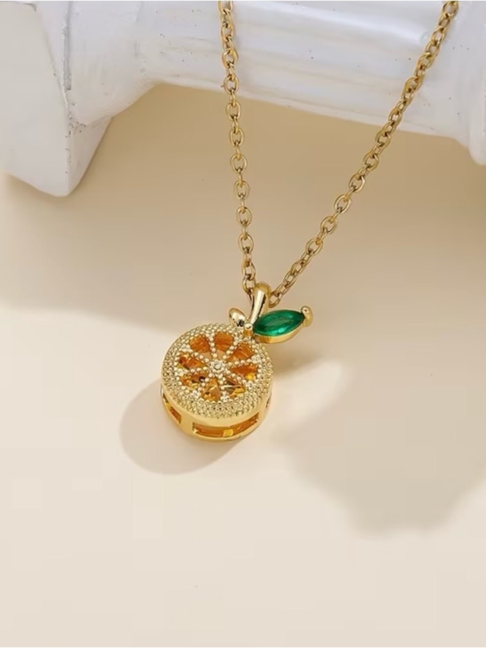 Gold-Tone Lemon Pendant Necklace and Earring Set - Picture 6 of 6